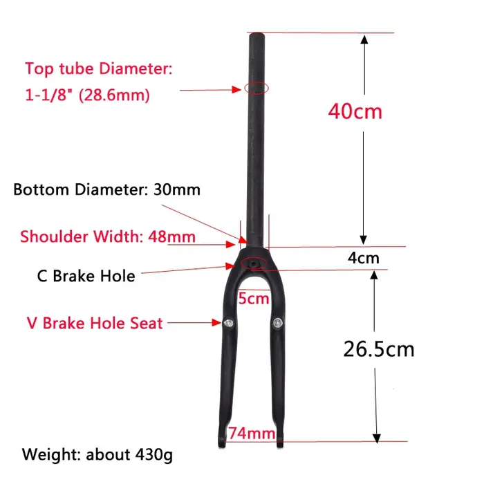 Vélo pliant UD fourche avant entièrement en Fiber de carbone V + C frein 20er 406/451 74mm fourche d