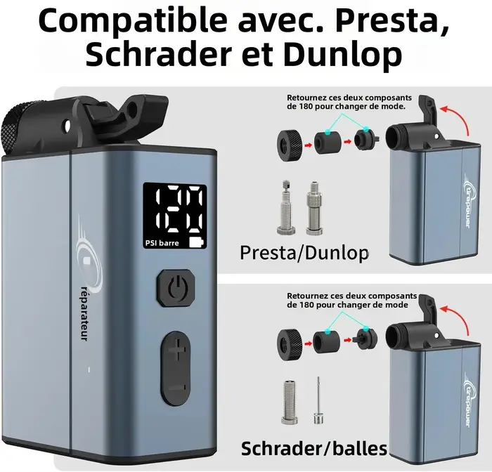 Mini pompe à vélo électrique 120 PSI