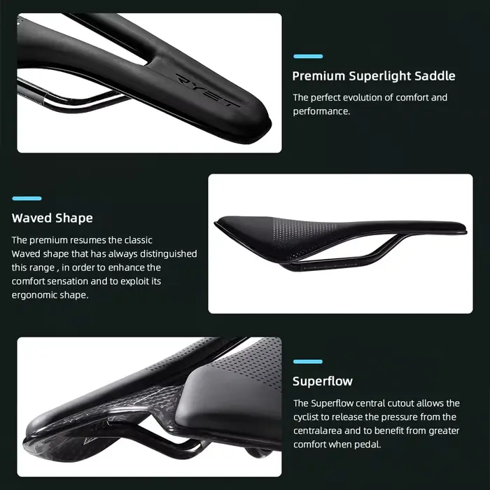 RYET-Selle de vélo super légère entièrement en carbone, siège de vélo de course, siège de vélo de ro