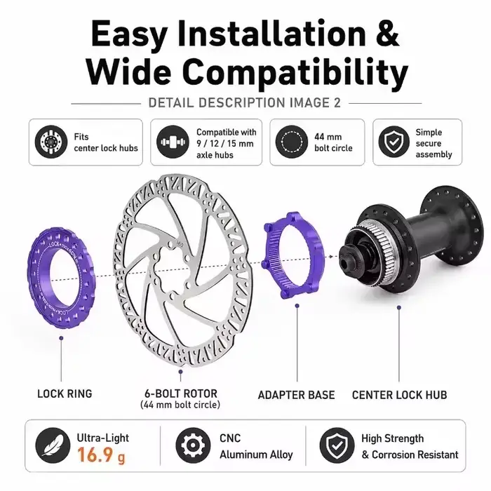 Adaptateur de moyeu de vélo Center Lock à 6 trous