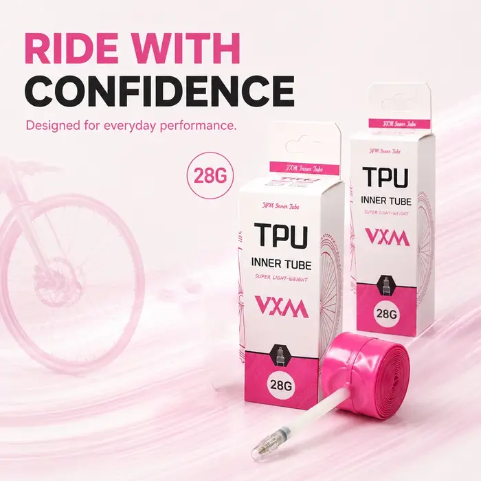 1 chambre à air de vélo rose en TPU de 28g