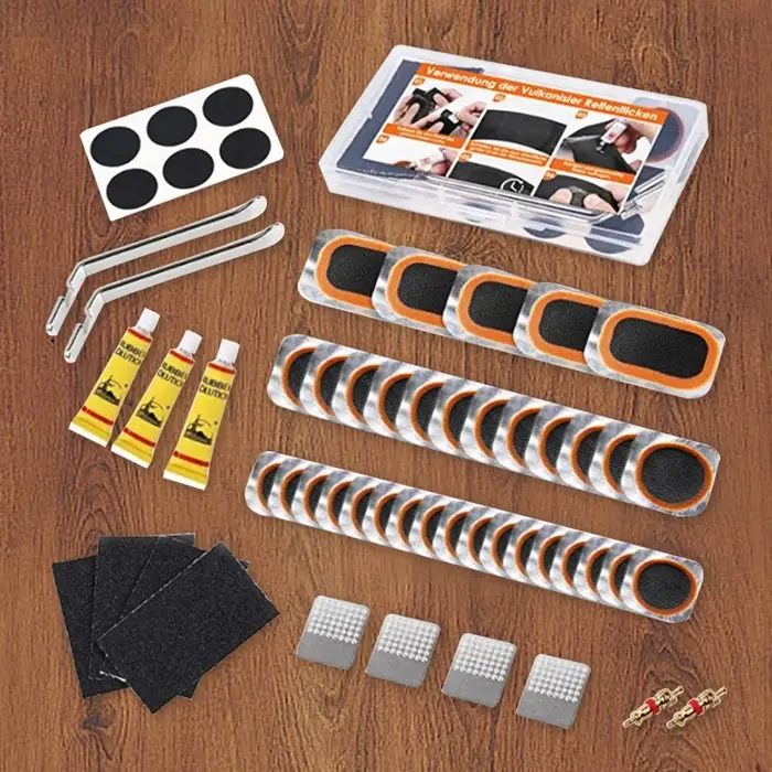Kit de réparation de pneus de vélo, 108 pièces, Kit de réparation de pneus pour motos, véhicules tou