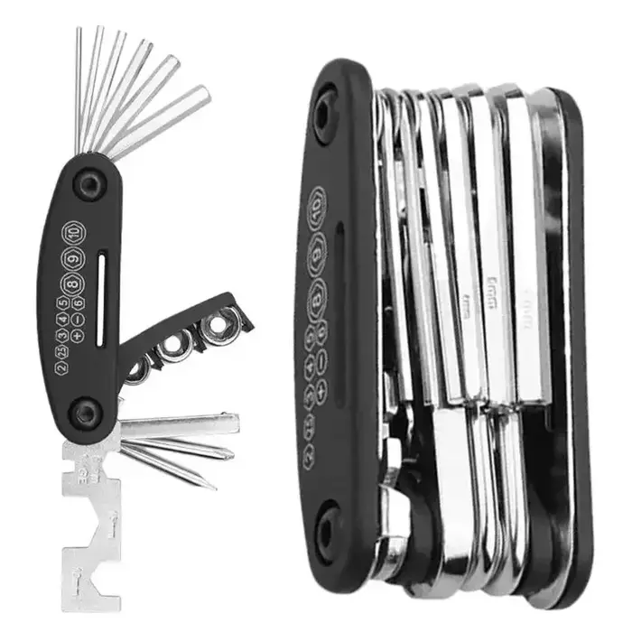 Outil multifonctionnel de cyclisme durable 16-en-1 - Kit de réparation de vélo ergonomique pour vélos de route/vTT
