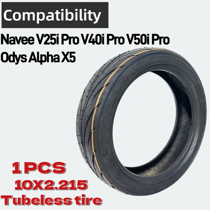 Pneu tubeless 10X2.125 55/80-6.6 pour trottinettes électriques Navee V25i Pro