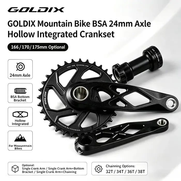 Pédalier de vélo de montagne BSA 24 mm 165 170 175 mm R-SPEC Trail Hollow pour DH AM XC compatible Shimano SRAM
