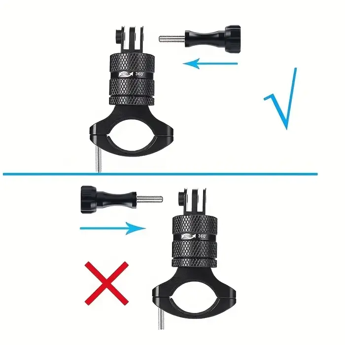 Support de guidon de vélo en alliage d'aluminium noir rotatif 360 degrés pour caméra d'action GoPro DJI Insta360 VTT motocross sport