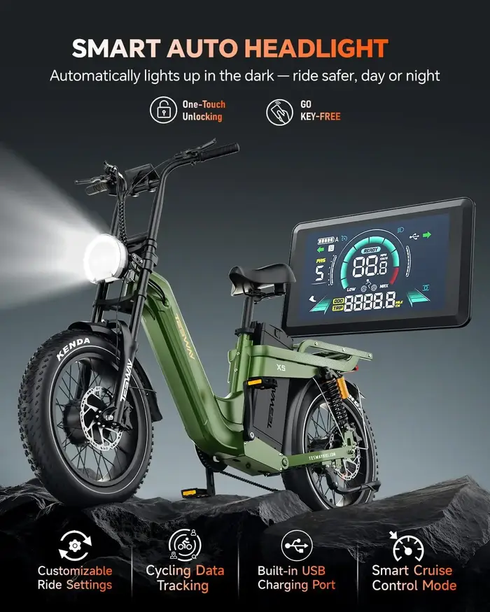 Vélo électrique dernier cri pour adultes, 52V 60AH longue autonomie, double moteur 20