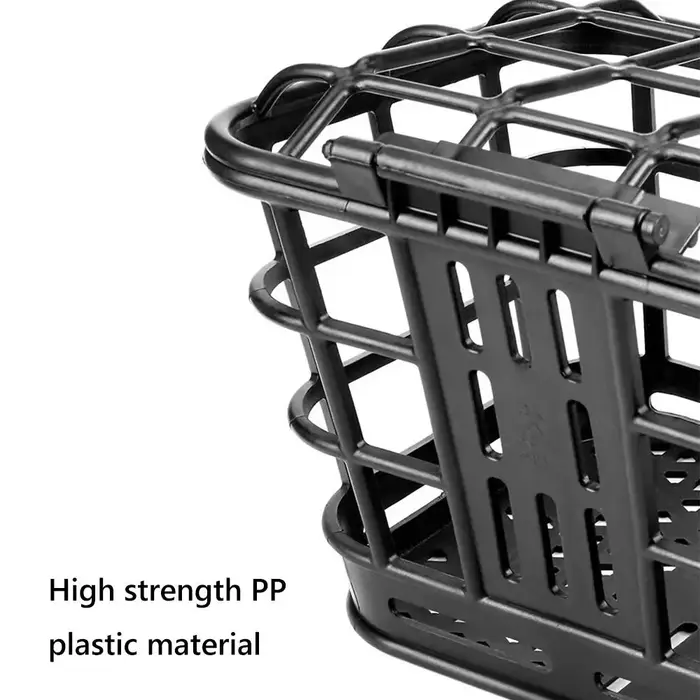 Panier avant de vélo noir, panier de rangement en plastique détachable, creux avec couvercle, sac de transport pour vélo électrique/vélo