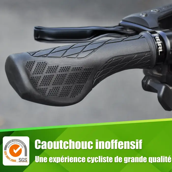 Poignées de vélo anti-aldes ergonomiques en caoutchouc souple