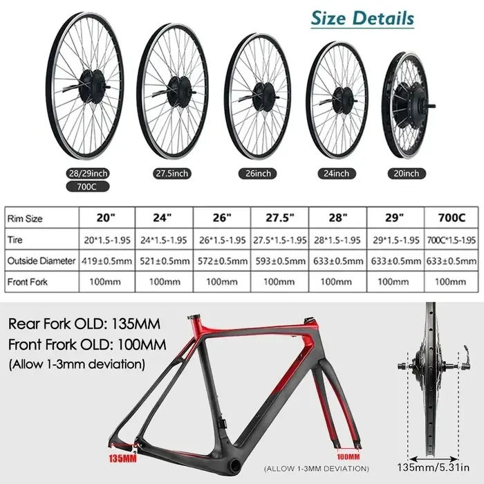 Moteur de roue de vélo électrique 36V 250W 350W 500W
