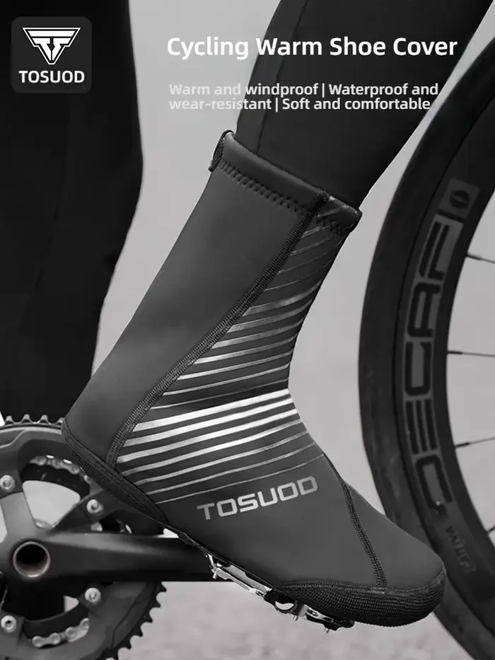 TOSUOD hiver imperméable à l'eau couvre-chaussures de cyclisme réfléchissant thermique élastique