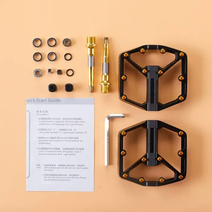 Pédales de vélo dorées en aluminium Perrin