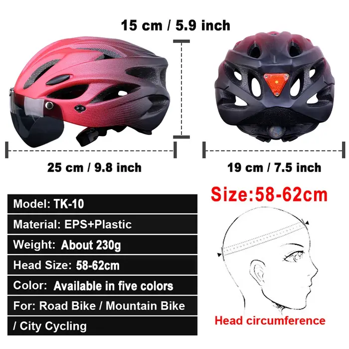 Casque de vélo adulte X-TIGER avec feu arrière LED
