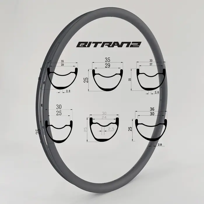 29er 27.5er XC AM VTT jante en carbone 30mm 33mm 35mm 36mm x 25mm 650B symétrique asymétrique sans crochet Tubeless 24h 28h 32h roue