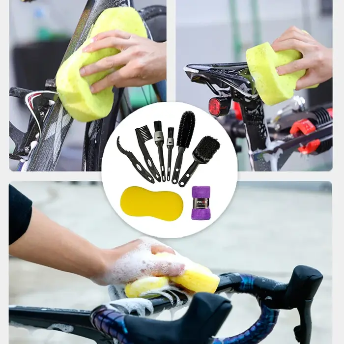 8 pièces ensemble d'outils de nettoyage de vélo Kit de brosse de nettoyage de vélo Kit de nettoyage