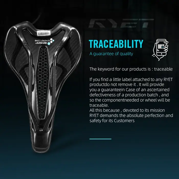 Selle de vélo RYET en carbone imprimée en 3D