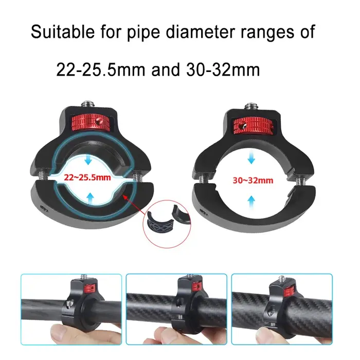 Support de vélo en alliage d'aluminium pour GoPro 13 12 11 10 9 8 avec vis 1/4