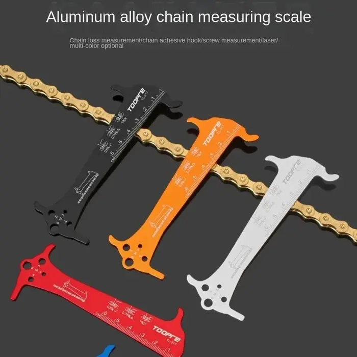Jauge de mesure de l'usure de la chaîne en alliage d'aluminium multifonction pour VTT et vélo de route entretien précis et durable