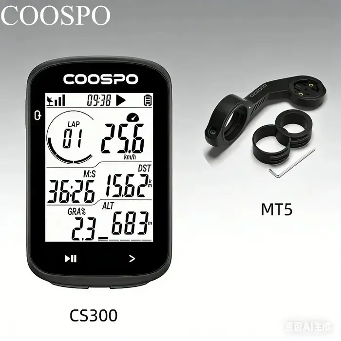 Ordinateur de vélo sans fil GPS MT5 COOSPO CS300, compteur de vitesse et odomètre 2,6 pouces, synchronisation de la pente, ANT+, IPX7, compteur de vitesse et odomètre pour le cyclisme