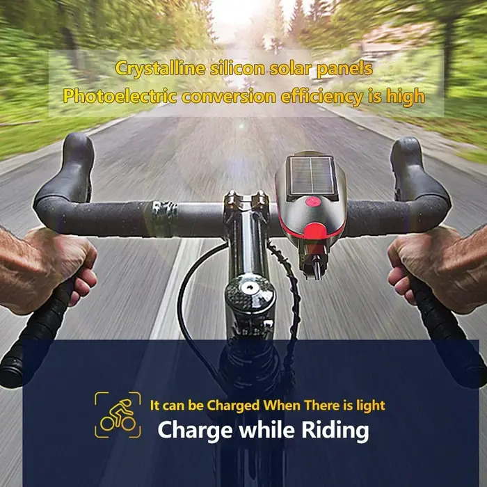 Lumière solaire de vélo avec klaxon LED