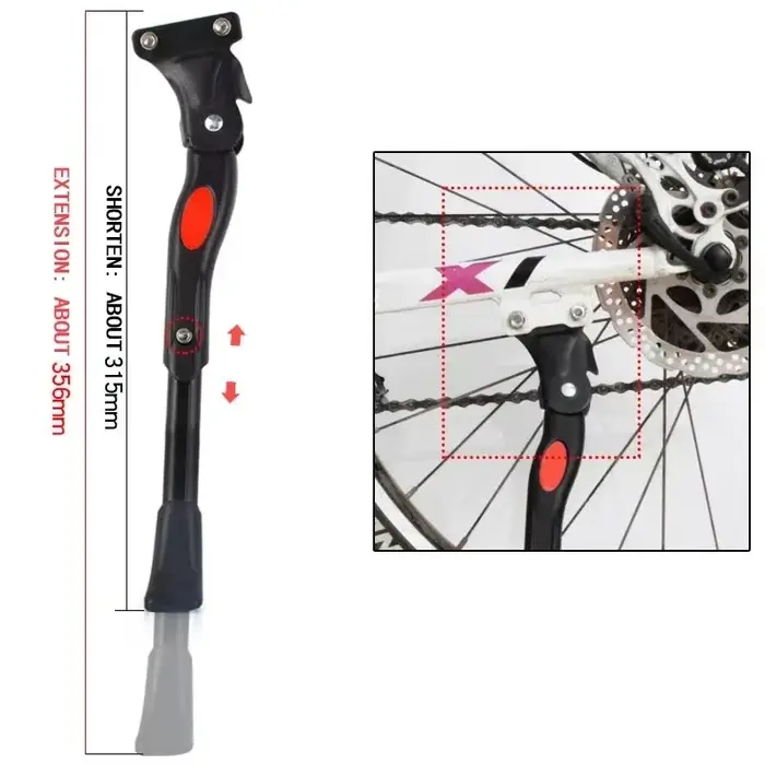 Béquille de vélo tout-terrain en alliage d'aluminium robuste et réglable, support latéral pour vélo,
