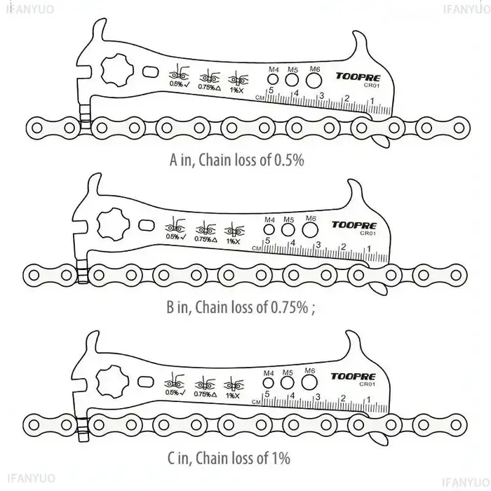 Outil de vérification de chaîne de vélo TL-217 en alliage d'aluminium