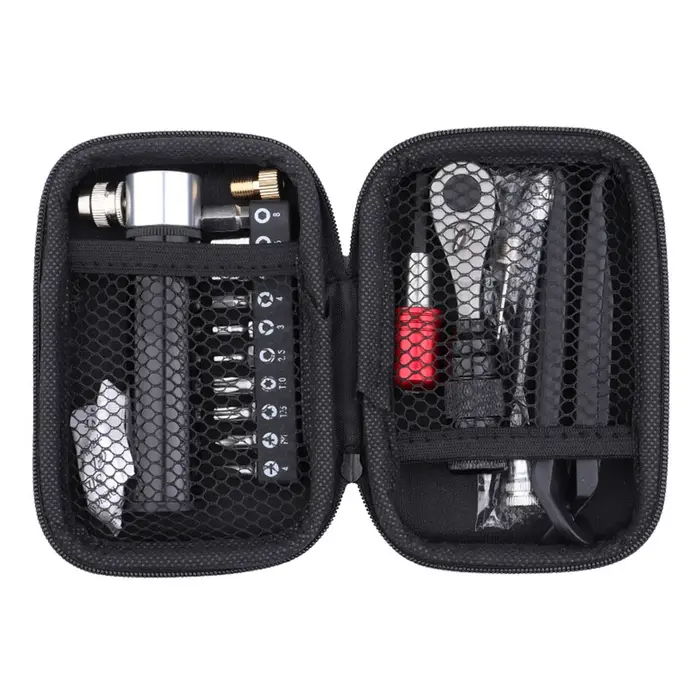 Kit d'outils de réparation de vélo multifonctionnel BLOOKE avec clé à cliquet, douilles, levier de démontage de pneu et pompe pour VTT et vélo de route