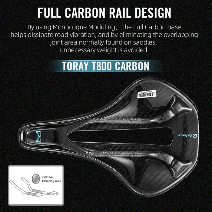 RYET 3D imprimé 155mm selle de vélo entièrement en carbone 7x9 ultraléger 120g siège