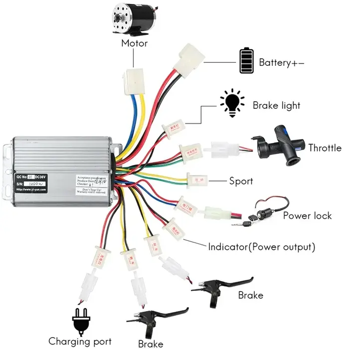 Contrôleur de vélo électrique brossé, 36V, 48V, 800W, 1000W, 30A, DC, scooter, planche à roulettes, 