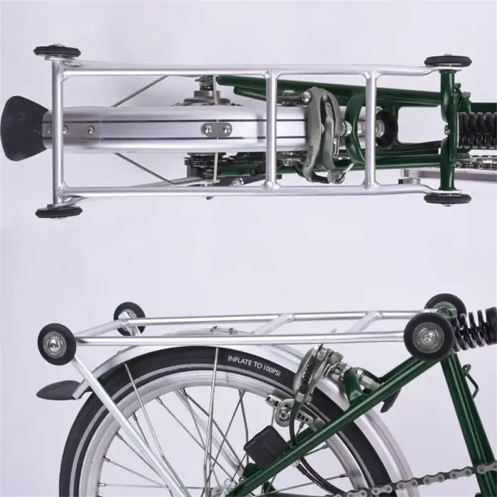 Porte-bagages arrière en alliage d'aluminium pour vélo pliant avec 4 roues à roulement et capacité de charge 30 kg pour transport quotidien