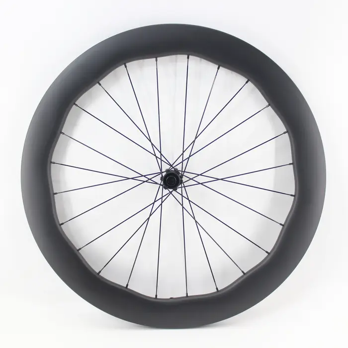 Jeu de roues en fibre de carbone UD T800 700C pour vélo de course et contre-la-montre avec freins à disque et profil ondulé Wave 60mm