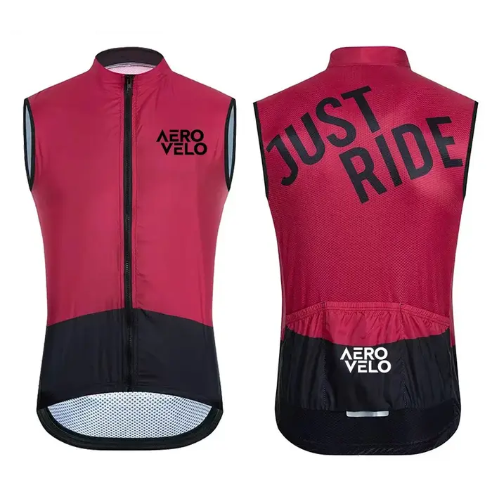 Gilet de vélo d'été AERO VELO sans manches coupe-vent en polyester et lycra respirant pour vélo de route et VTT