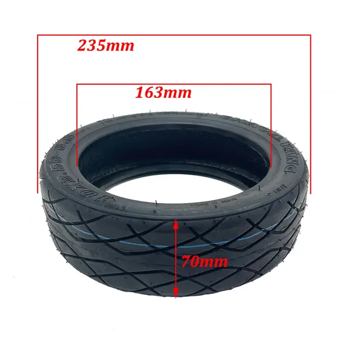 Pneu Tubeless 10x2.50-6.5 avec Valve pour Scooter électrique de 10 pouces
