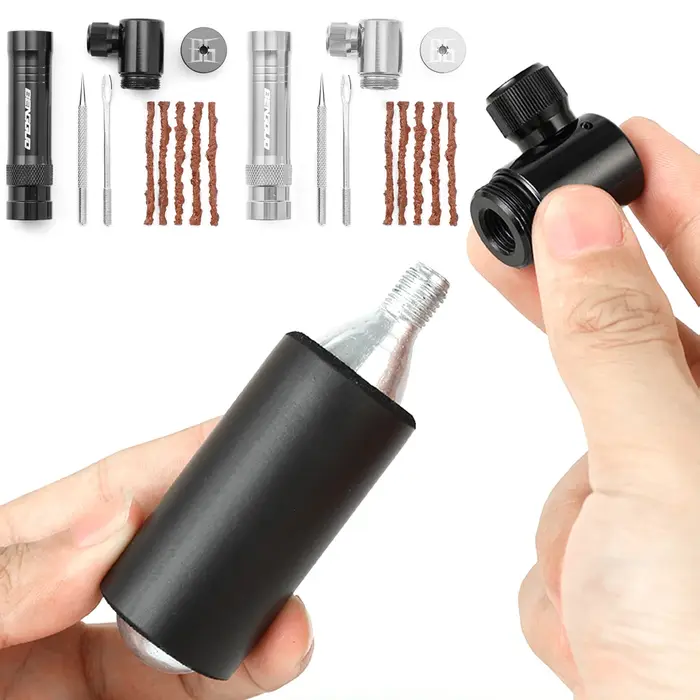 Gonfleur d'air CO2 avec Kit de réparation de pneus Tubeless Schrader et Valve CO2