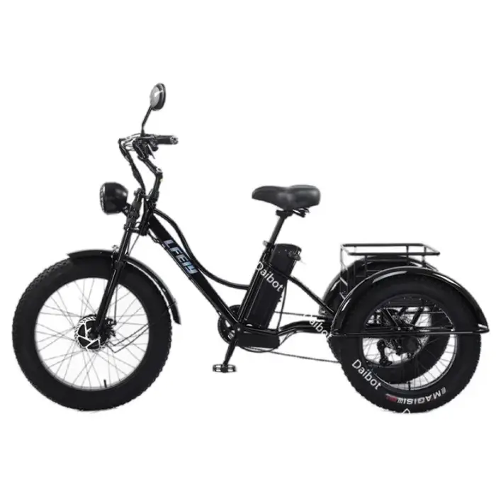 Vélo électrique de montagne à 3 roues 750w, avec deux sièges, pour personnes âgées, batterie amovibl