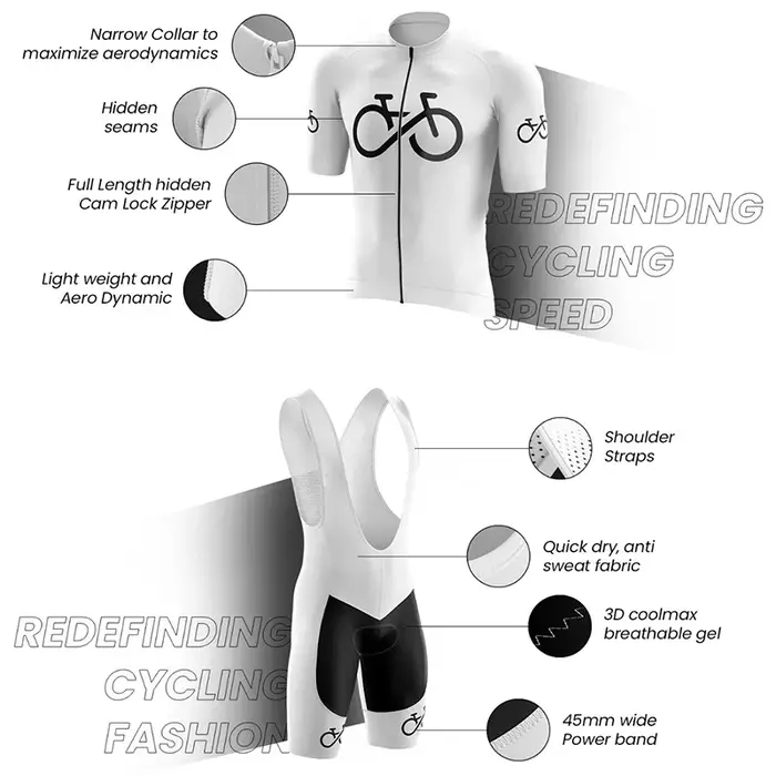 Ensemble de cyclisme d'été Decathlon pour hommes : maillot à manches courtes respirant, cuissard rembourré léger, vêtements de sport de course.