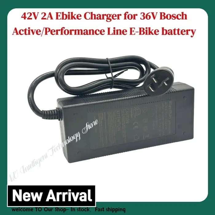 Chargeur de vélo électrique Elecrun 42V 2A compatible avec les batteries Bosch Active/Performance Line 36V pour vélos électriques