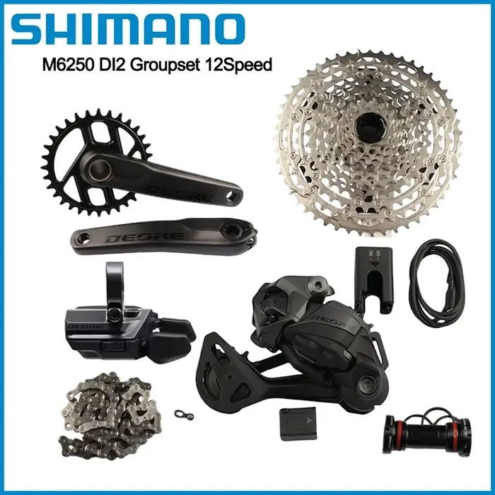Groupe Shimano DEORE DI2 M6250 12 vitesses en alliage pour VTT système de dérailleur électronique haute performance avec pédalier et cassette pour mountain bike