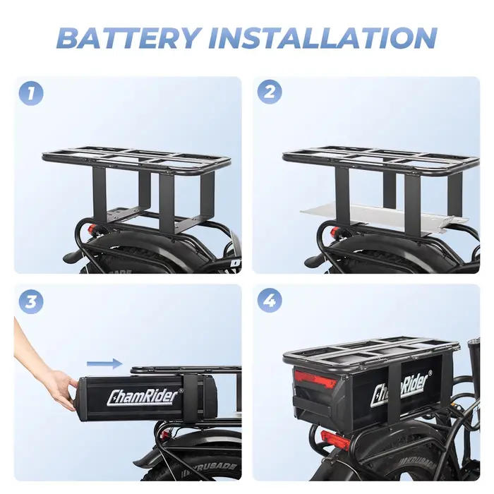 Batterie pour vélo électrique à support arrière 48 V 50 Ah – Haute capacité