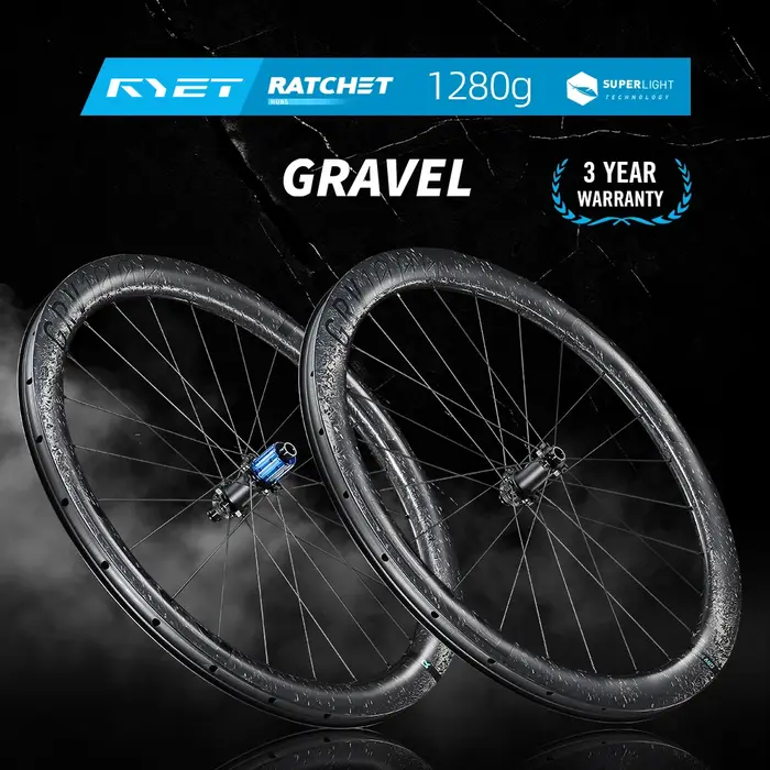 RYET gravier carbone vélo roues 52T Super léger 1280g moyeux en céramique pilier rayons Tubeless prêt