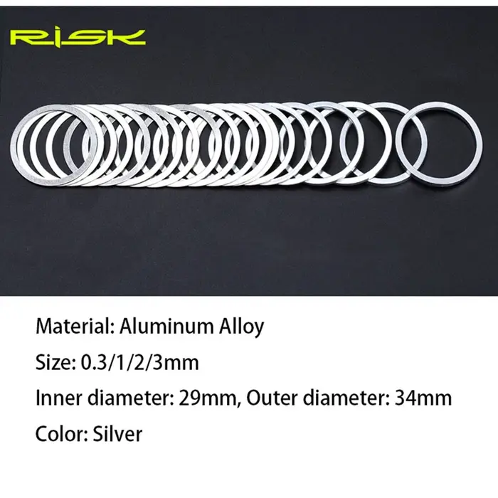 Rondelle en alliage d'aluminium 0.3/1/2/3mm, 6 pièces, entretoise de casque de vélo, rondelle de rég