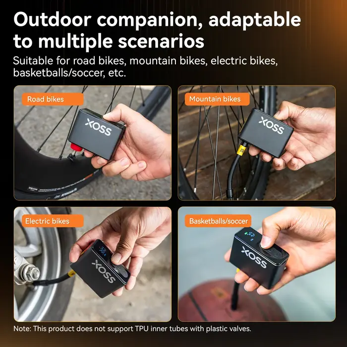 Pompe à vélo électrique XOSS AirCube2 120 PSI, mini pompe à air portable, gonfleur rechargeable, accessoires pour vélo