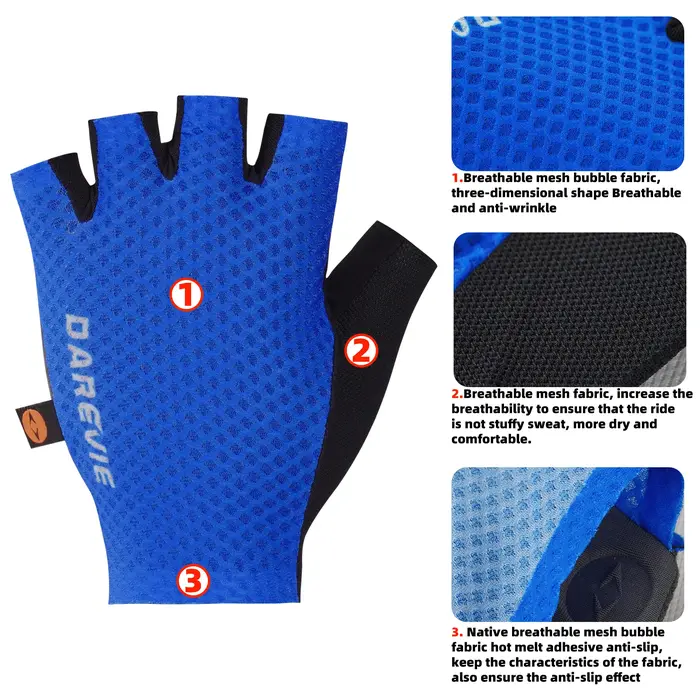 Gants de cyclisme pour hommes DAREVIE, Italie, ELASTIC INTERFACE TEAM PALM 80 KG/m³, gants de cyclisme avec rembourrage, antidérapants, antichocs, gants de sport