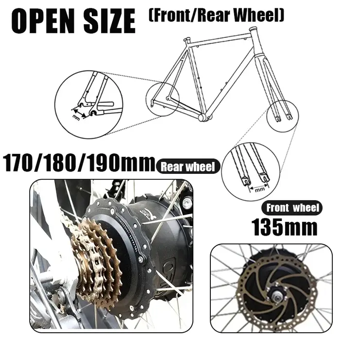 Gros pneu moyeu moteur roue 48V 1000W 4.0 "26in 20 pouces avant arrière frein à disque pilote Kit de Conversion