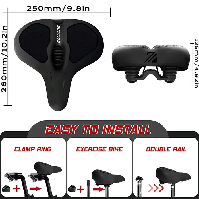 BUCKLOS selle de vélo surdimensionnée absorption des chocs élargir épaissir