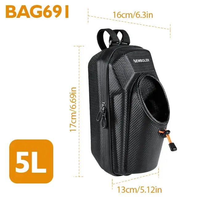 Sacoche de guidon pour trottinette électrique, résistante à l'eau, à dégagement rapide, 5L, en EVA,