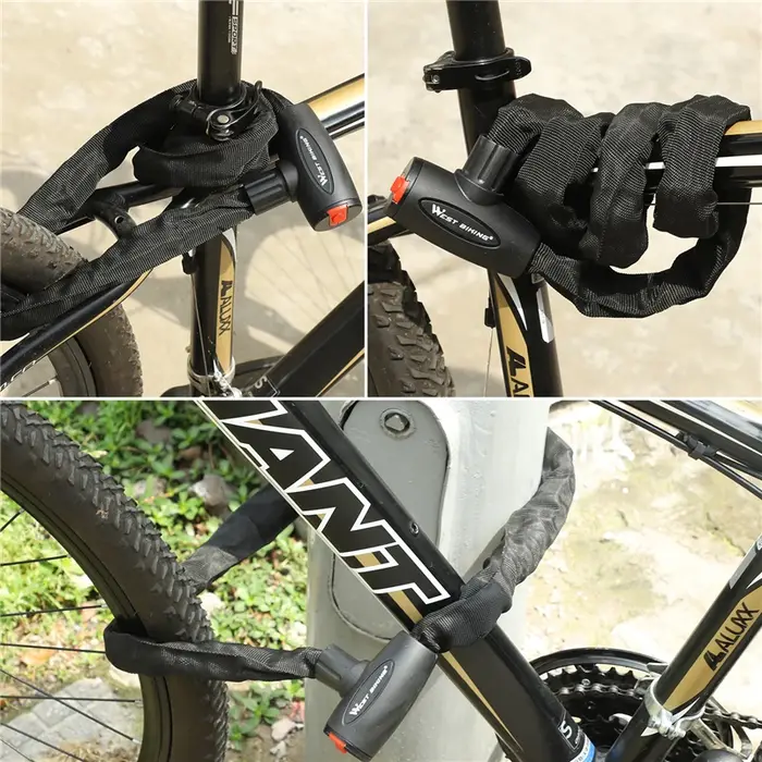 WEST BIKING – serrure de vélo antivol, chaîne de sécurité pour vtt, vélo de route, avec 2 clés, acce