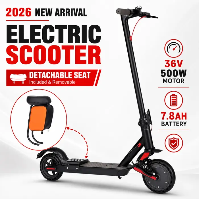 Trottinette électrique pliable 36V 500W avec siège amovible