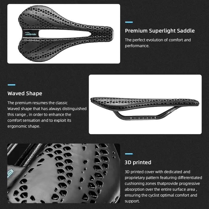 RYET carbone 3D-imprimé vélo selle 7x7 Rail