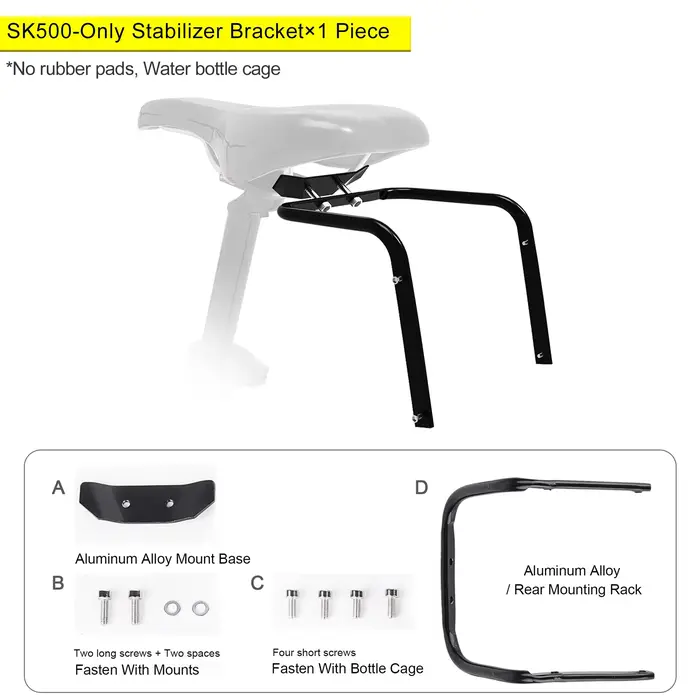 Support d'extension de selle de vélo, stabilisateur de sac de selle en alliage d'aluminium Stable, s